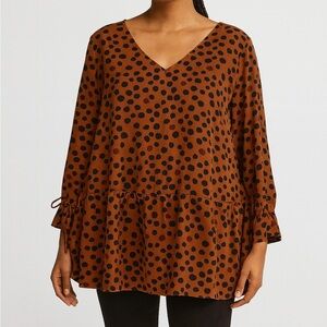 EVRI Size 2X Leopard Printed Bohemian Style Top